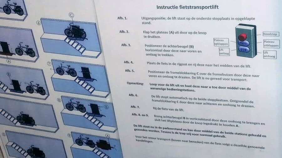 Instructie voor het gebruik van een fietslift